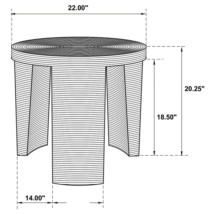 Artina Woven Rattan Round Side End Table Natural Brown - Walo Furniture