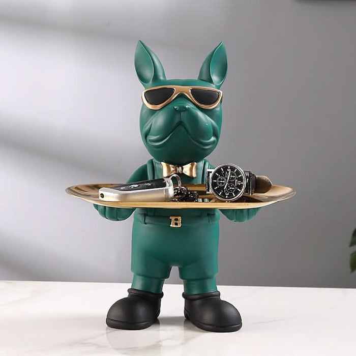 ArtZ® At Your Service Bulldog Sculpture And Tray - Walo Furniture