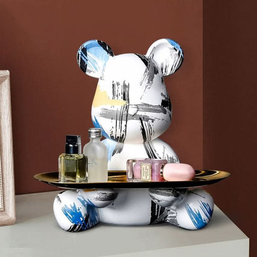 ArtZ® Bear Graffiti Painted Sculpture Table Tray - Walo Furniture