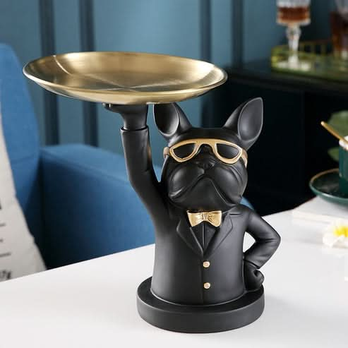 ArtZ® Bulldog Sculpture Table Tray and Piggy Bank - Walo Furniture