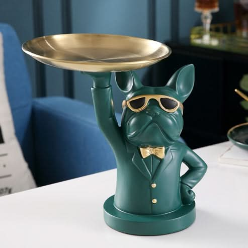 ArtZ® Bulldog Sculpture Table Tray and Piggy Bank - Walo Furniture