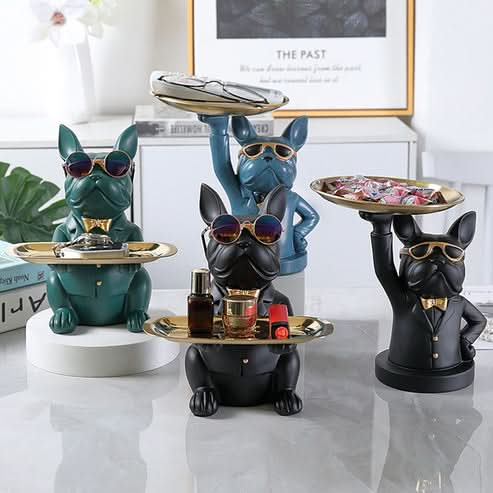 ArtZ® Bulldog Sculpture Table Tray and Piggy Bank - Walo Furniture