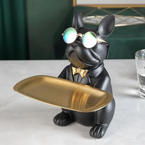 ArtZ® Bulldog Sculpture Table Tray and Piggy Bank - Walo Furniture