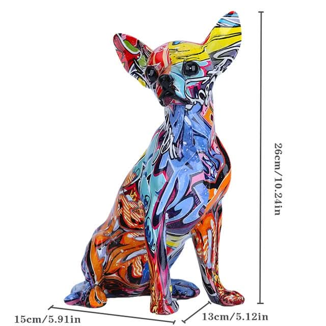 ArtZ® Chihuahua Graffiti Painted Statue - Walo Furniture