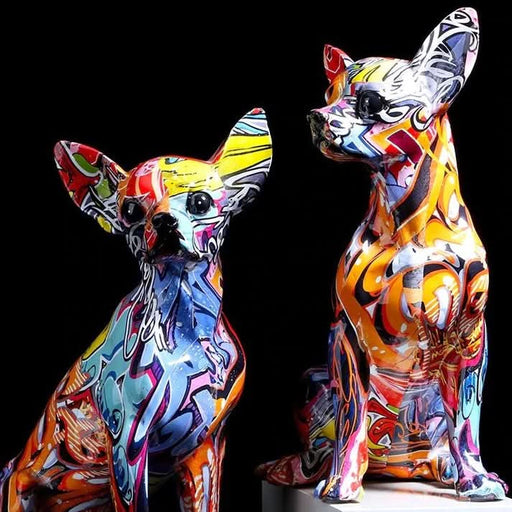 ArtZ® Chihuahua Graffiti Painted Statue - Walo Furniture