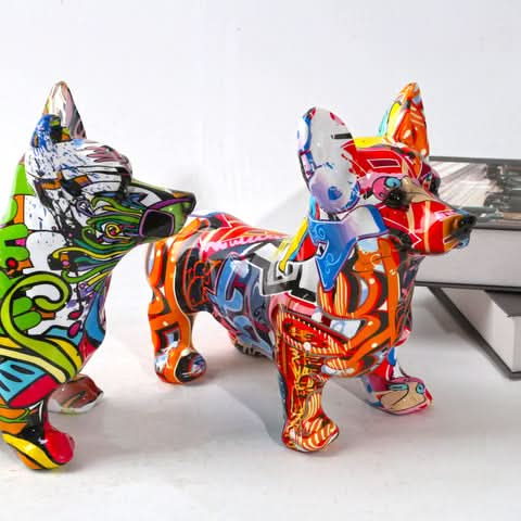 ArtZ® Corgi Graffiti Painted Statue - Walo Furniture