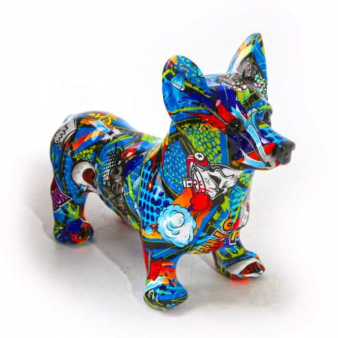 ArtZ® Corgi Graffiti Painted Statue - Walo Furniture