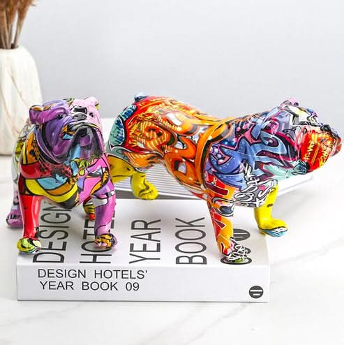 ArtZ® English Bulldog Graffiti Painted Statue - Walo Furniture