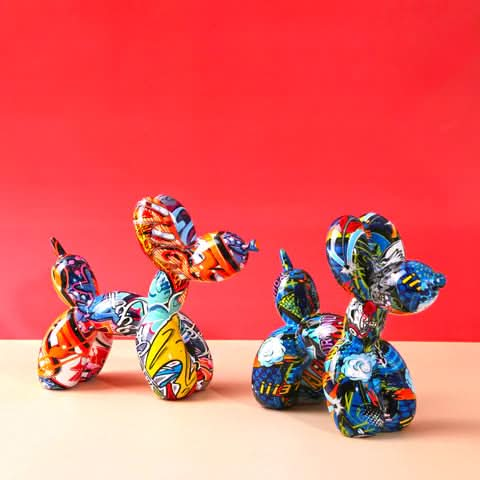 ArtZ® Graffiti Painted Balloon Dog Sculpture - Walo Furniture