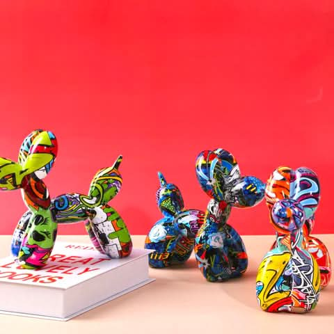 ArtZ® Graffiti Painted Balloon Dog Sculpture - Walo Furniture