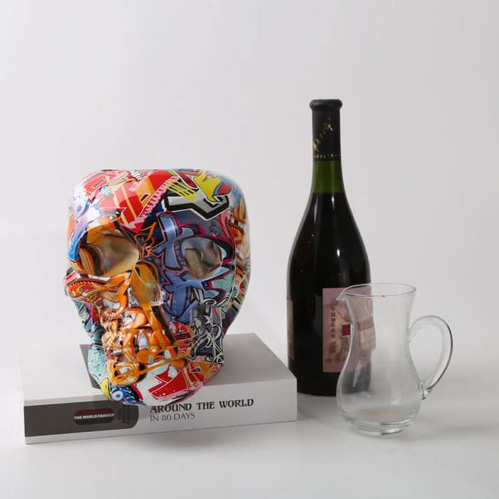 ArtZ® Graffiti Painted Skull Bottle Holder - Walo Furniture