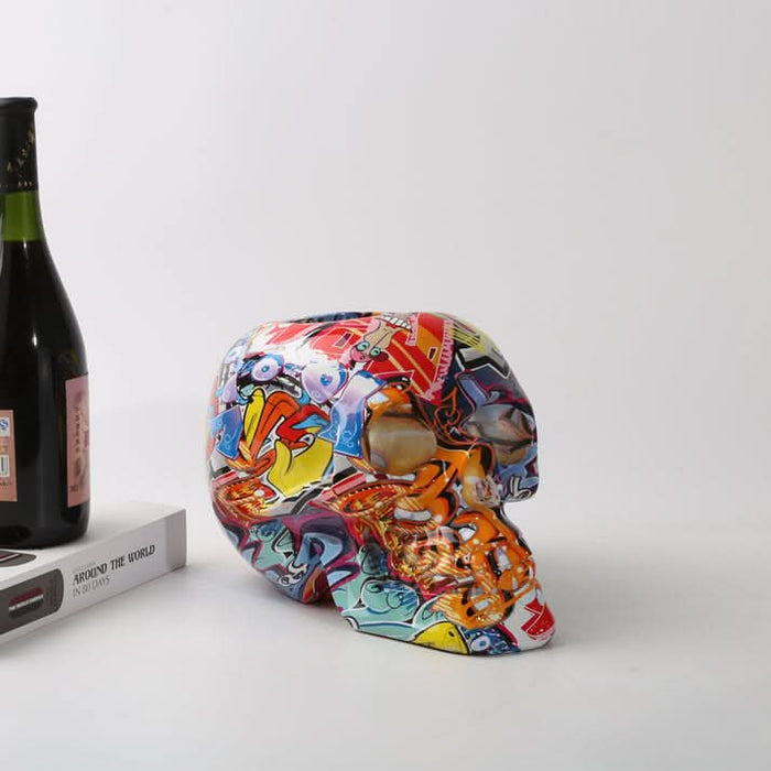 ArtZ® Graffiti Painted Skull Bottle Holder - Walo Furniture