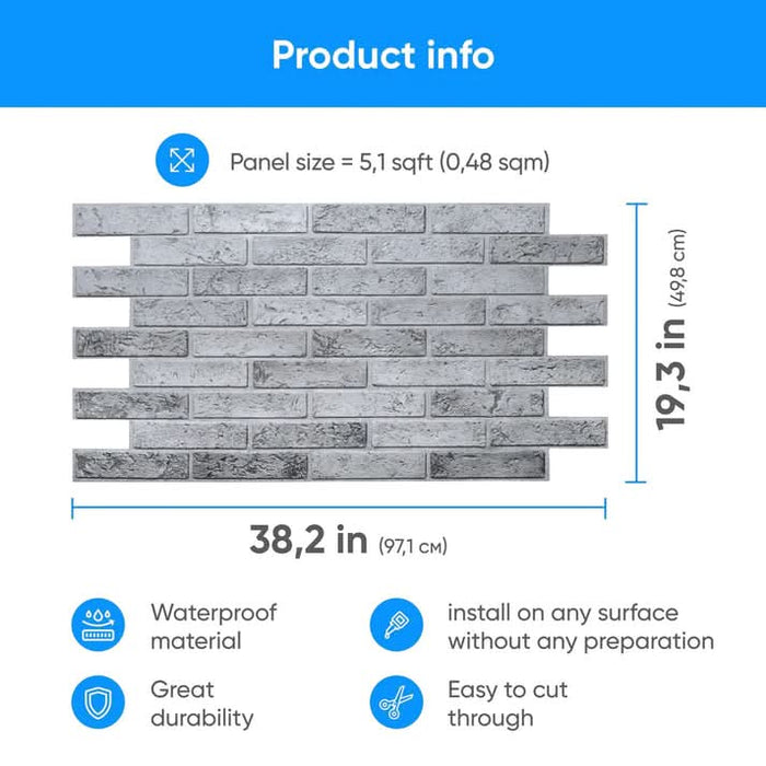 ArtZ® Light Brick Style Wall Panels (Set of 20 Panels) - Walo Furniture