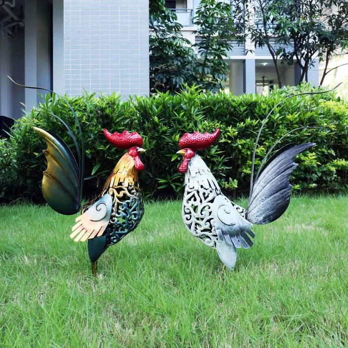 ArtZ® Metal Rooster Sculpture - Walo Furniture