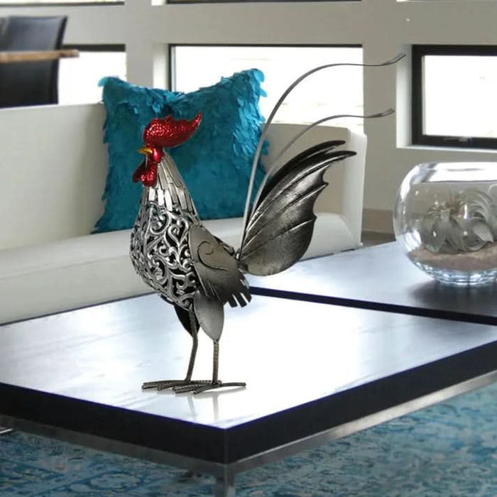 ArtZ® Metal Rooster Sculpture - Walo Furniture