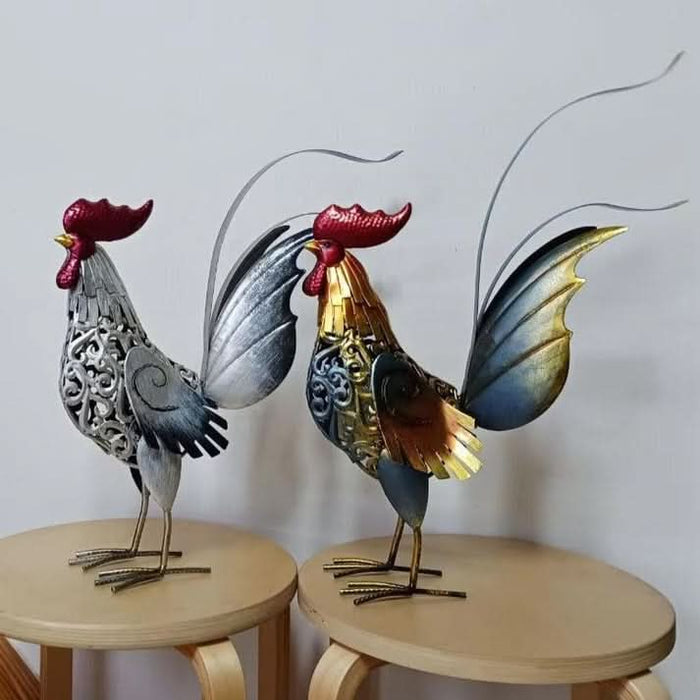 ArtZ® Metal Rooster Sculpture - Walo Furniture