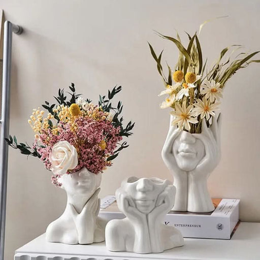 ArtZ® Nordic Face Vase Sculptures - Walo Furniture