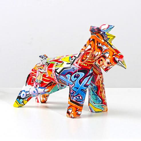 ArtZ® Schnauzer Graffiti Painted Statue - Walo Furniture