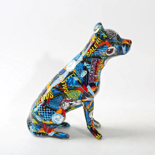 ArtZ® Staffordshire Terrier Graffiti Painted Statue - Walo Furniture