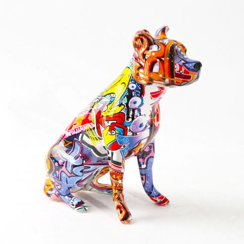 ArtZ® Staffordshire Terrier Graffiti Painted Statue - Walo Furniture