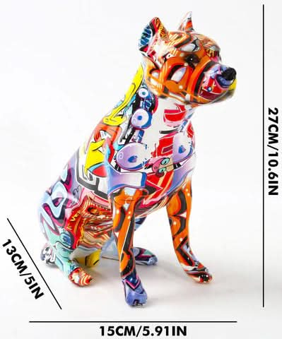 ArtZ® Staffordshire Terrier Graffiti Painted Statue - Walo Furniture