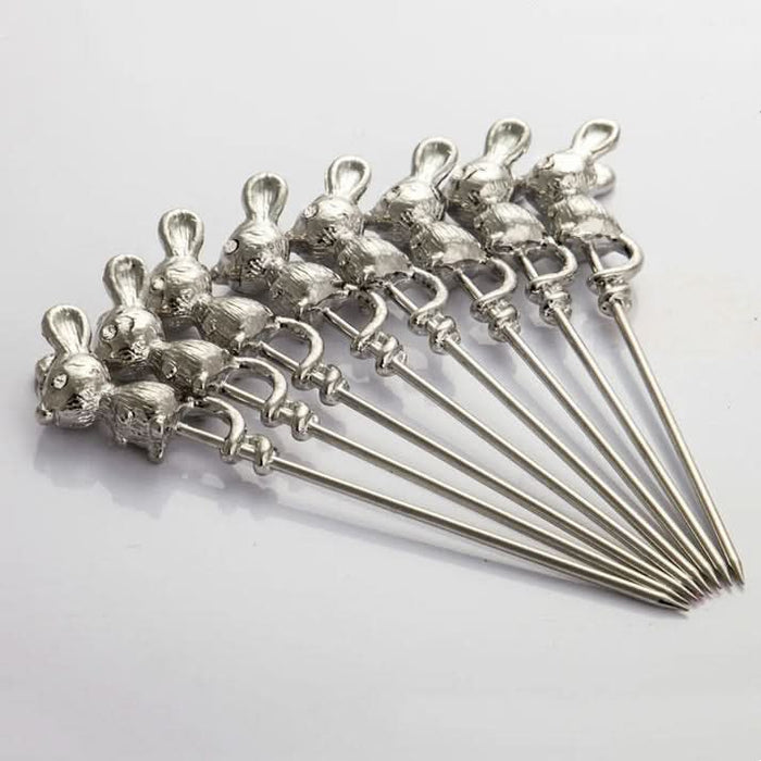 ArtZ® Stainless Steel Fruit And Cheese Picks With Base139 - Walo Furniture