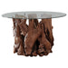 Asbury Round 60 - inch Glass Top Dining Table Teak Brown - Walo Furniture