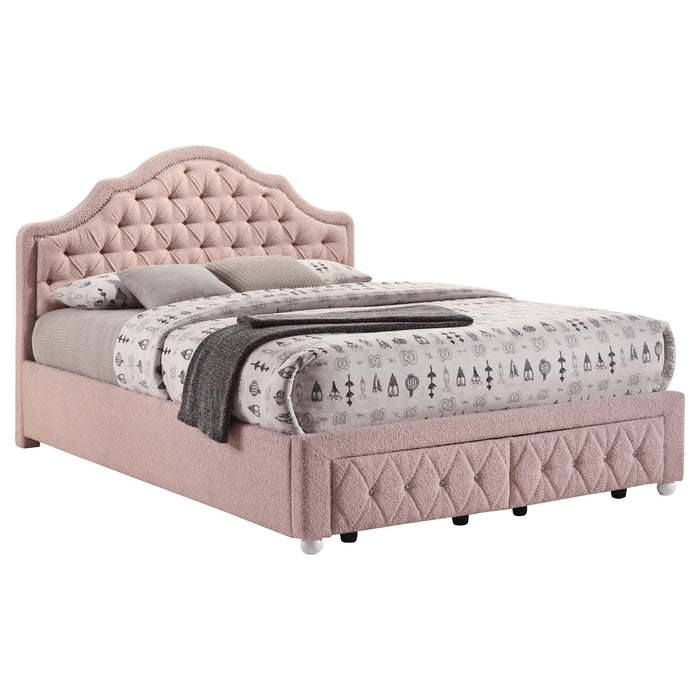 Ashleigh 44 - inch Upholstered Full Storage Platform Bed Pink - Walo Furniture