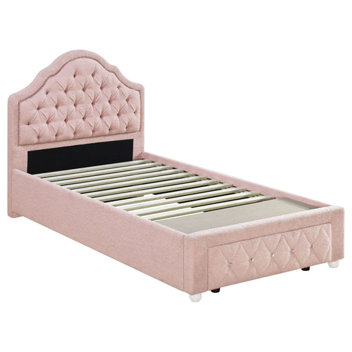 Ashleigh 44 - inch Upholstered Twin Storage Platform Bed Pink - Walo Furniture