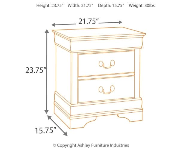 Ashley Express - Alisdair Two Drawer Night Stand - Walo Furniture