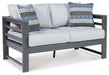 Ashley Express - Amora Outdoor Loveseat and 2 Chairs with Coffee Table - Walo Furniture