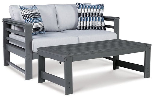 Ashley Express - Amora Outdoor Loveseat with Coffee Table - Walo Furniture