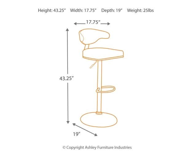 Ashley Express - Bellatier Tall UPH Swivel Barstool(1/CN) - Walo Furniture