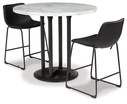 Ashley Express - Centiar Counter Height Dining Table and 2 Barstools - Walo Furniture