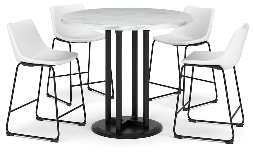 Ashley Express - Centiar Counter Height Dining Table and 4 Barstools - Walo Furniture