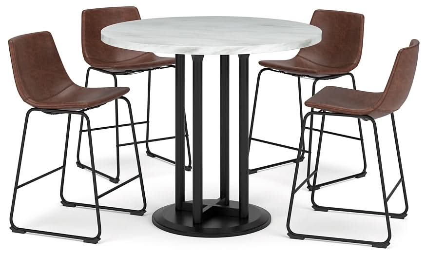 Ashley Express - Centiar Counter Height Dining Table and 4 Barstools - Walo Furniture