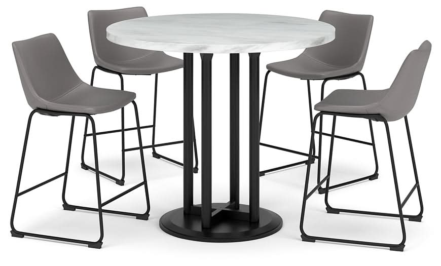 Ashley Express - Centiar Counter Height Dining Table and 4 Barstools - Walo Furniture