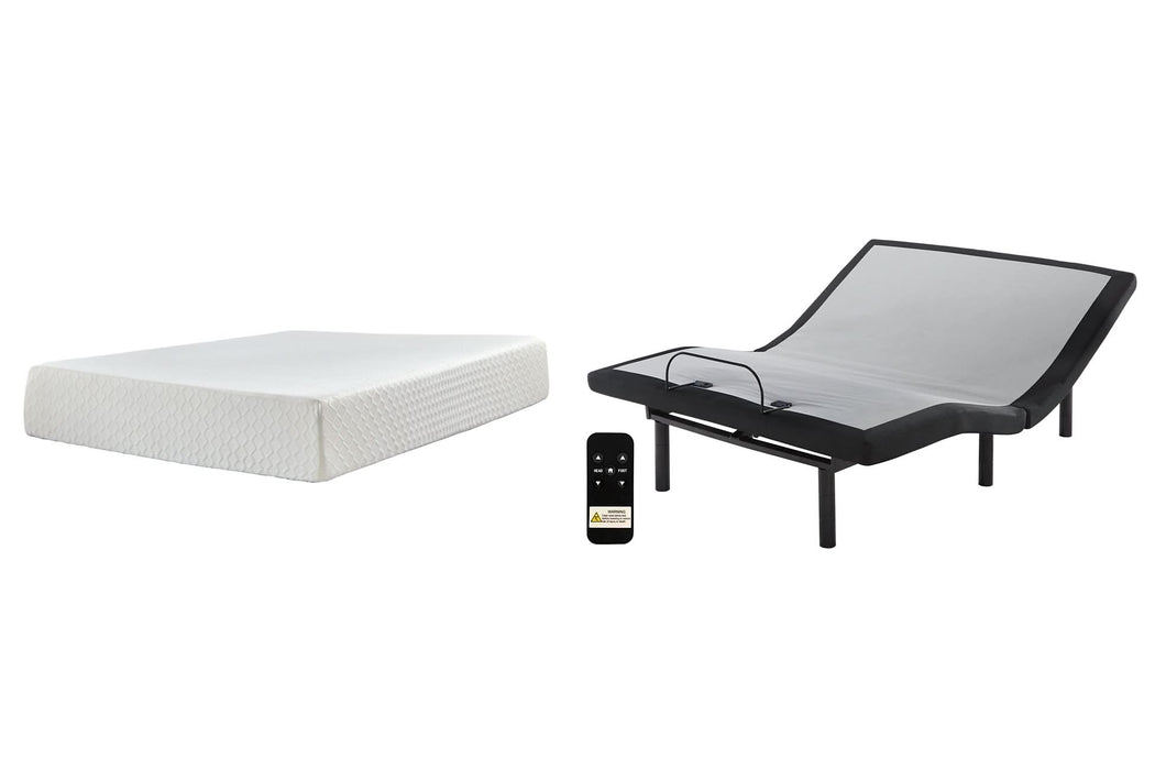 Ashley Express - Chime 12 Inch Memory Foam Mattress with Adjustable Base - Walo Furniture