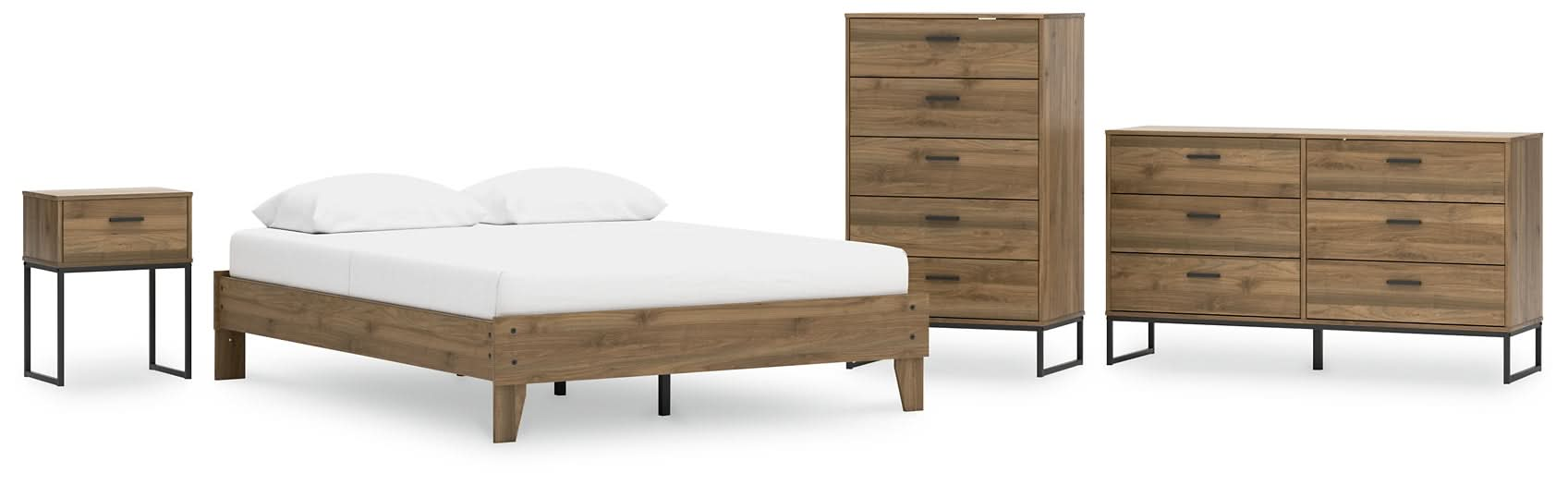 Ashley Express - Deanlow Queen Platform Bed with Dresser, Chest and Nightstand - Walo Furniture