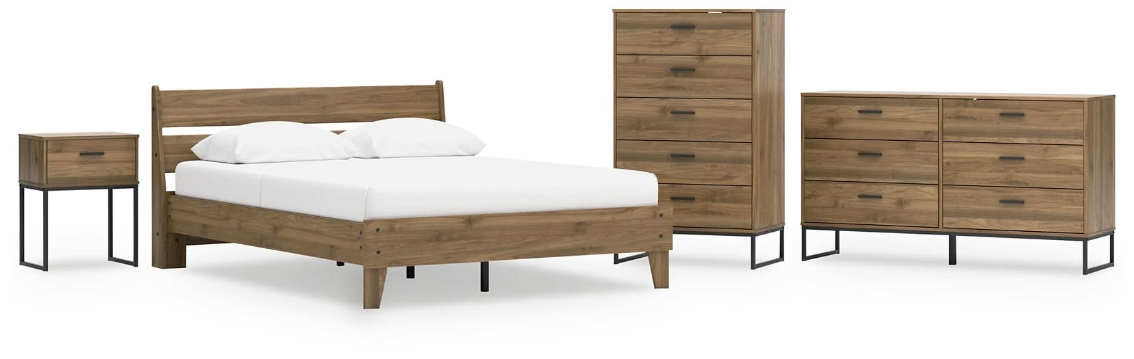 Ashley Express - Deanlow Queen Platform Panel Bed with Dresser, Chest and Nightstand - Walo Furniture