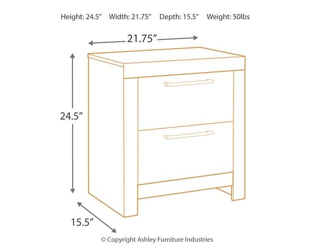 Ashley Express - Derekson Two Drawer Night Stand - Walo Furniture