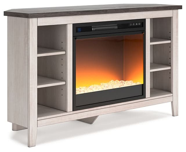 Ashley Express - Dorrinson Corner TV Stand with Electric Fireplace - Walo Furniture