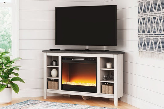 Ashley Express - Dorrinson Corner TV Stand with Electric Fireplace - Walo Furniture