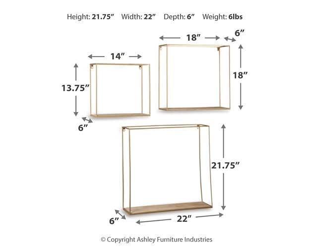 Ashley Express - Efharis Wall Shelf Set (3/CN) - Walo Furniture