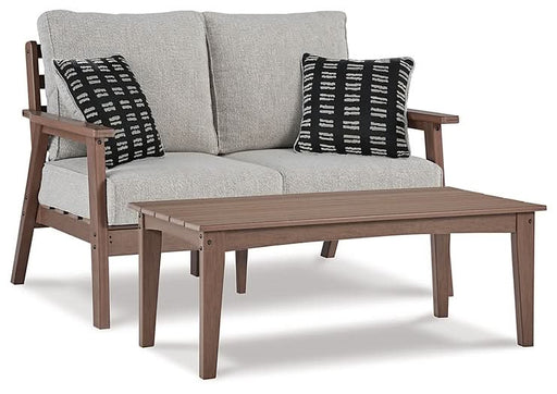 Ashley Express - Emmeline Outdoor Loveseat with Coffee Table - Walo Furniture