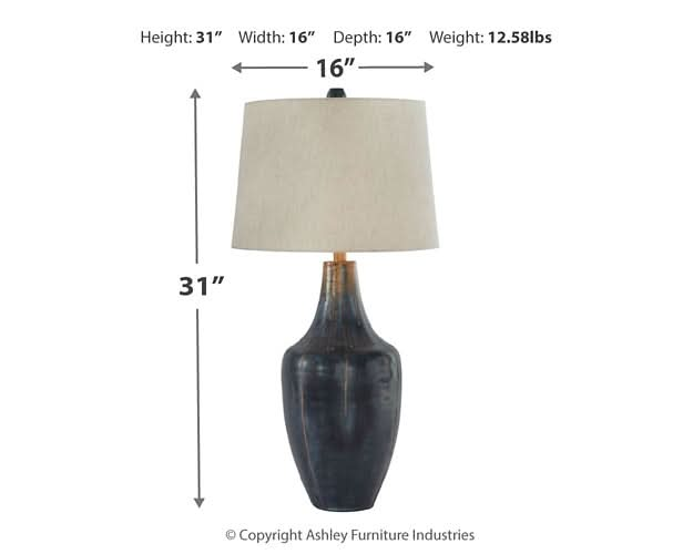 Ashley Express - Evania Metal Table Lamp (1/CN) - Walo Furniture