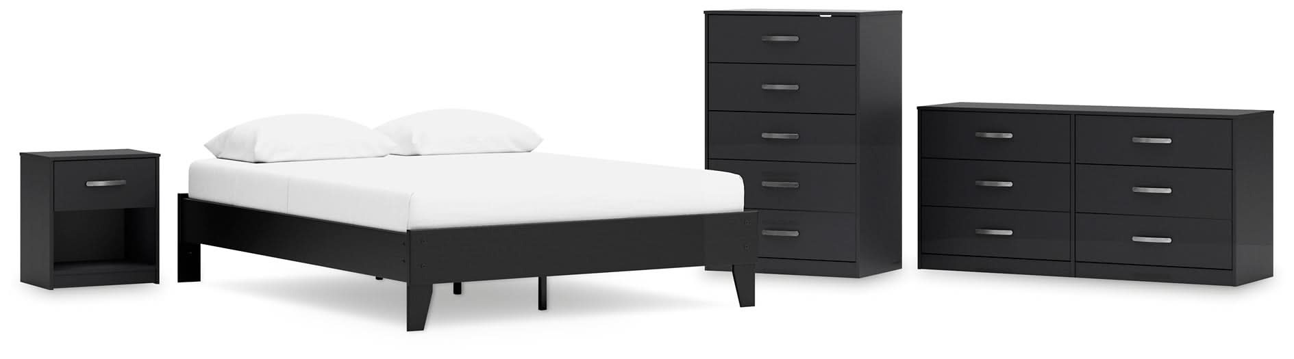 Ashley Express - Finch Queen Platform Bed with Dresser, Chest and Nightstand - Walo Furniture