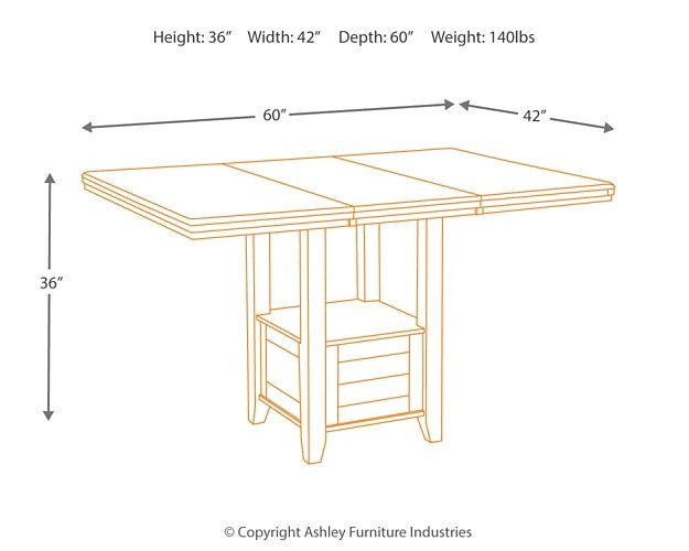 Ashley Express - Haddigan Counter Height Dining Table and 6 Barstools - Walo Furniture