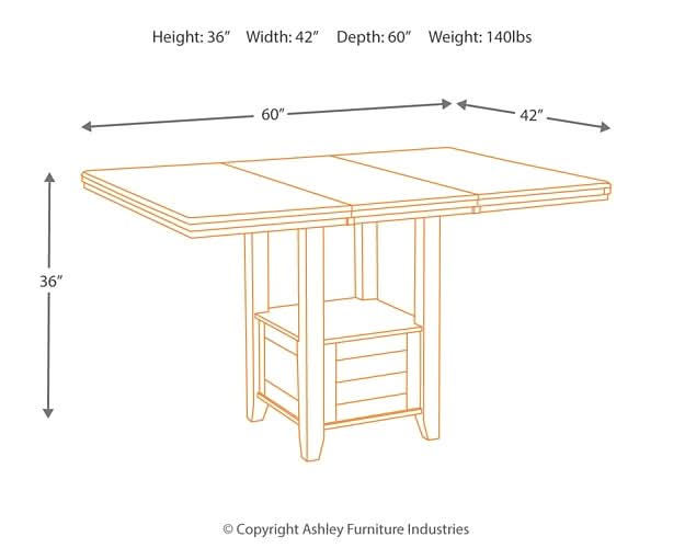 Ashley Express - Haddigan RECT DRM Counter EXT Table - Walo Furniture