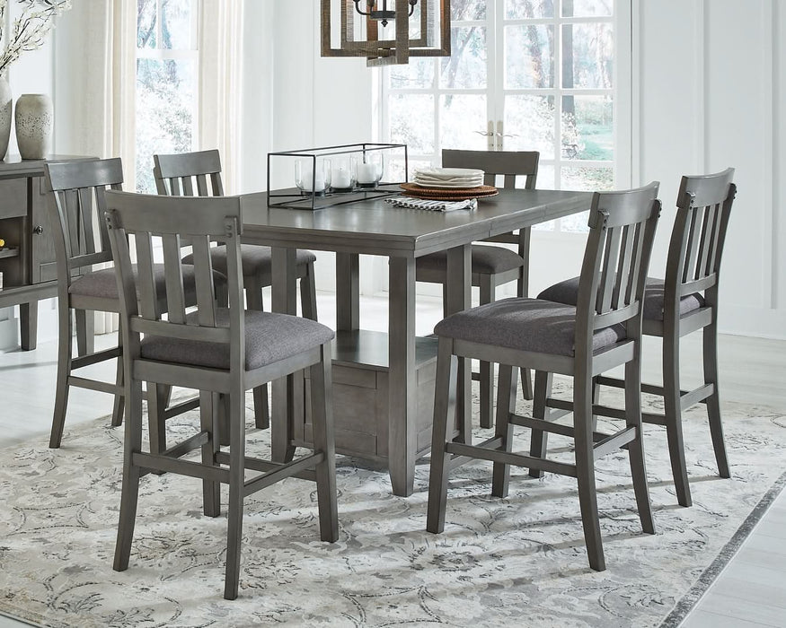 Ashley Express - Hallanden Counter Height Dining Table and 6 Barstools - Walo Furniture